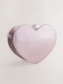 Pale Pink/ Metallic - Gem Heart Initial Bag