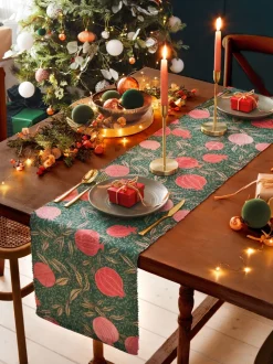 Paoletti - Grote kersttafelloper met granaatappelprint