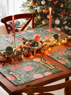 Paoletti - Set van 4 tafelplacemats en tafelloper in paarsrood