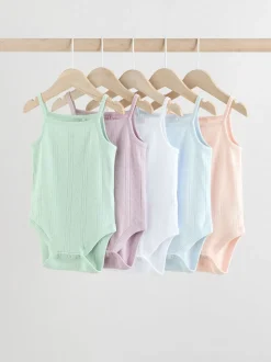Pastel - 5 Pack Vest Pointelle Baby Bodysuits
