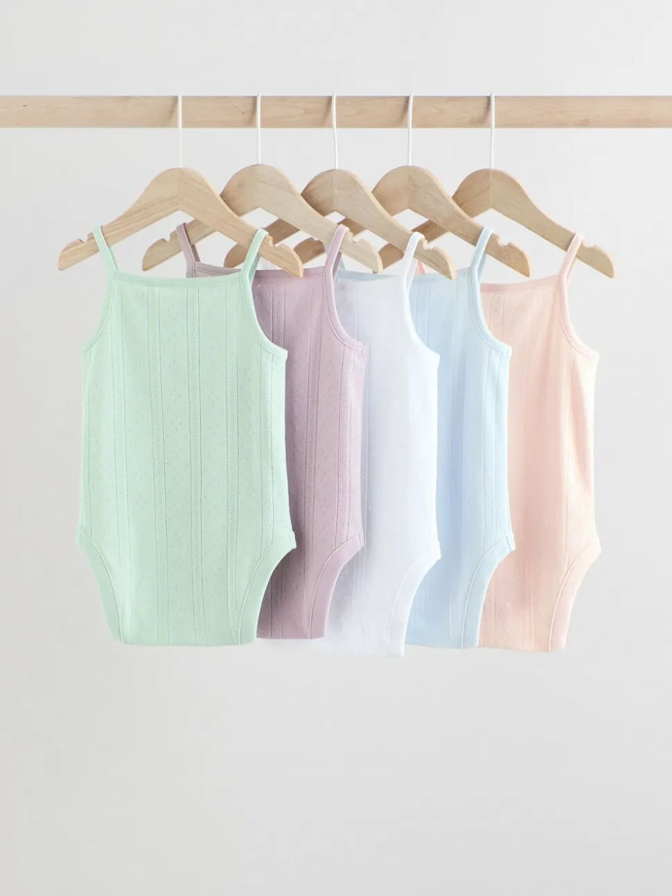 Pastel - 5 Pack Vest Pointelle Baby Bodysuits