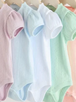 Pastel - 5 Pak Korte mouwen Pointelle Baby Bodysuits