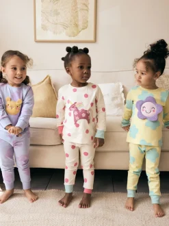 Pastel kat/eenhoorn/bloem - Knus pyjama met lange mouwen 3 Pack (9maanden -12jaar)