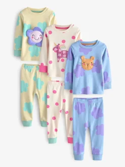 Pastel kat/eenhoorn/bloem - Knus pyjama met lange mouwen 3 Pack (9maanden -12jaar)