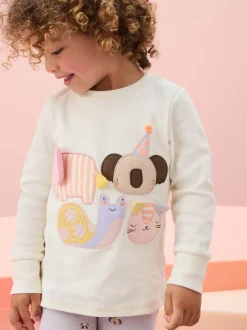 Pastel met tekenfiguurtjesprint - Knus pyjama met lange mouwen 3 Pack (9maanden -12jaar)