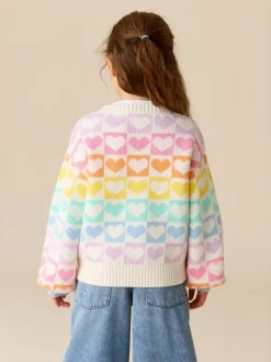 Pastel Rainbow Hearts - Little Bird by Jools Oliver Knitted Colourblock Jumper