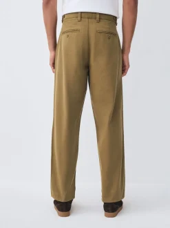 Pastelgeel - Authentic Twin Pleated Textured Trousers
