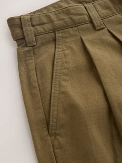 Pastelgeel - Authentic Twin Pleated Textured Trousers