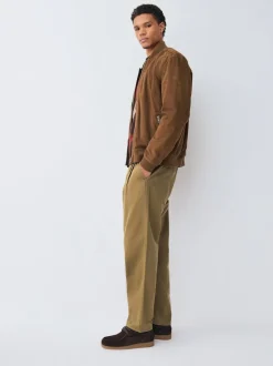 Pastelgeel - Authentic Twin Pleated Textured Trousers