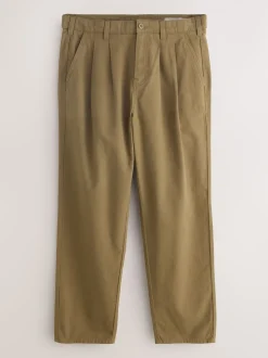 Pastelgeel - Authentic Twin Pleated Textured Trousers