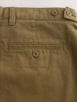 Pastelgeel - Authentic Twin Pleated Textured Trousers