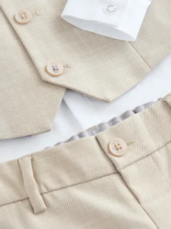 Pastelgeel - Baker by Ted Baker set van gilet, overhemd en broek
