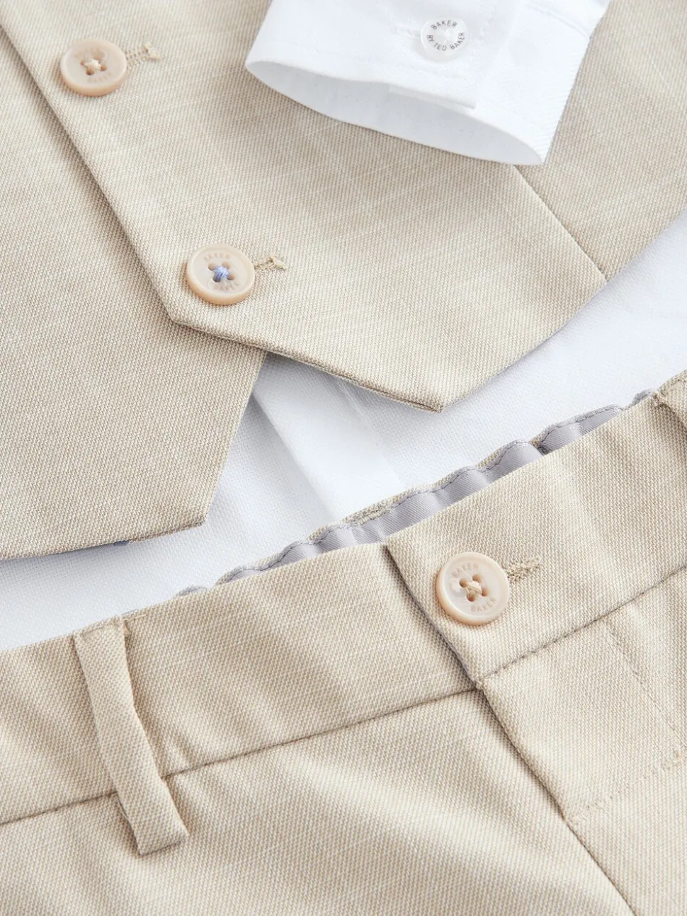 Pastelgeel - Baker by Ted Baker set van gilet, overhemd en broek