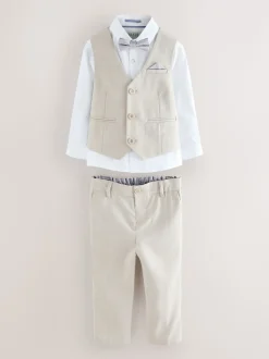 Pastelgeel - Baker by Ted Baker set van gilet, overhemd en broek