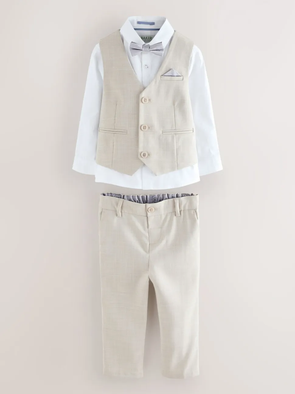 Pastelgeel - Baker by Ted Baker set van gilet, overhemd en broek