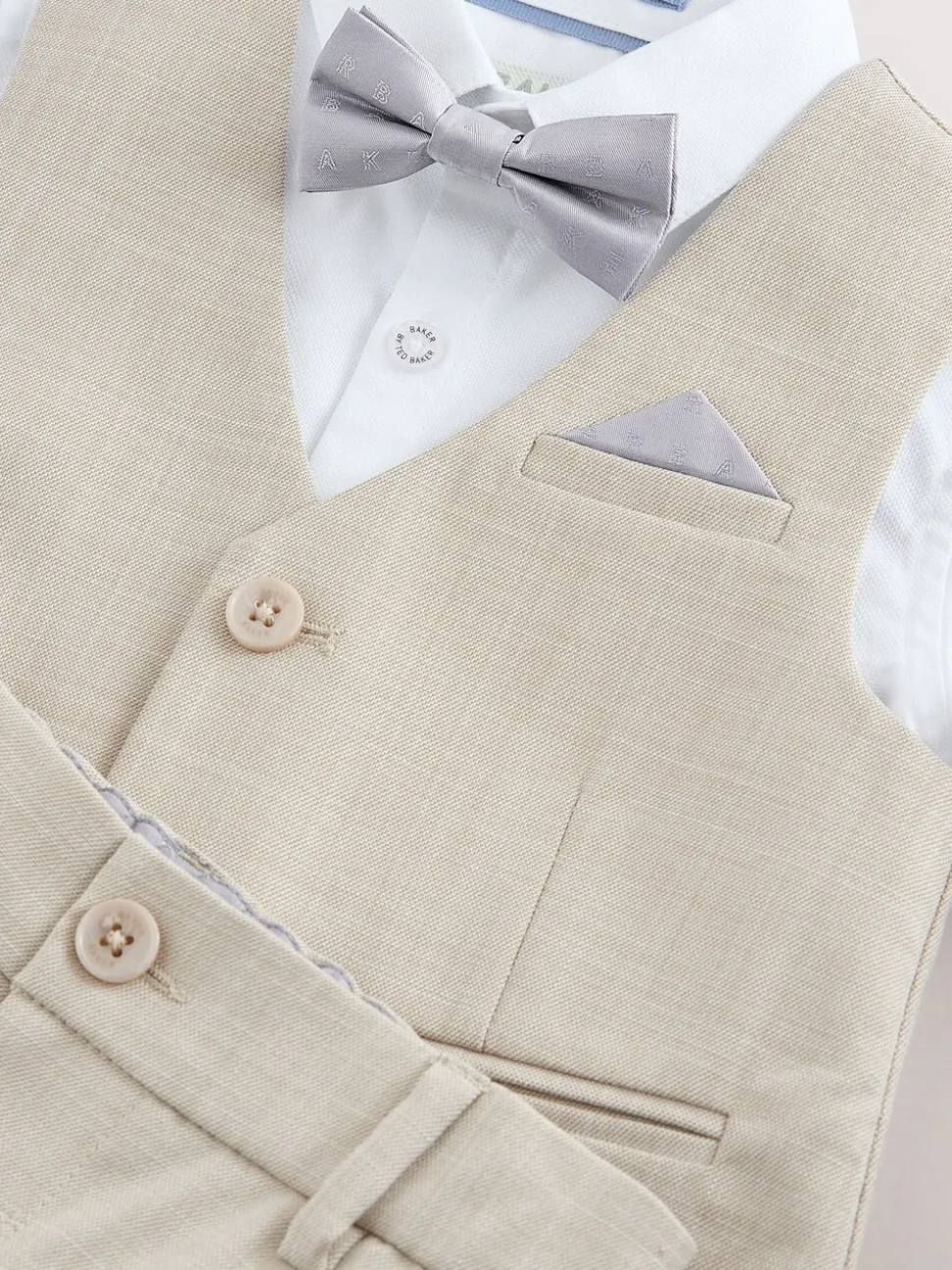 Pastelgeel - Baker by Ted Baker set van gilet, overhemd en broek