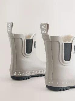 Pastelgeel - Baker by Ted Baker - gevoerde regenlaarzen van imitatiebont voor jongens