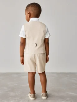 Pastelgeel - Baker By Ted Baker set van overhemd, gilet en short