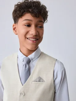 Pastelgeel - Baker by Ted Baker Waistcoat, Shirt And Tie Set