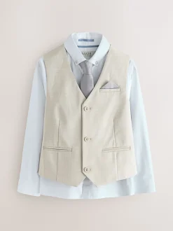 Pastelgeel - Baker by Ted Baker Waistcoat, Shirt And Tie Set