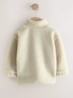 Pastelgeel - Effen fleece met rits en trechterhals (3mnd-7jr)