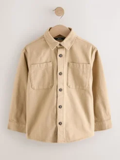 Pastelgeel - Geborsteld overshirt (3-16jr)
