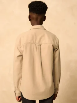 Pastelgeel - Geborsteld overshirt (3-16jr)