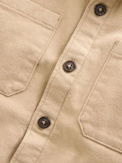 Pastelgeel - Geborsteld overshirt (3-16jr)