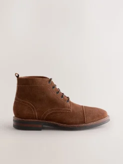 Pastelgeel - Leren boots met neusstuk