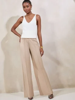 Pastelgeel - Lipsy - Broek met wijde pijpen en hoge taille