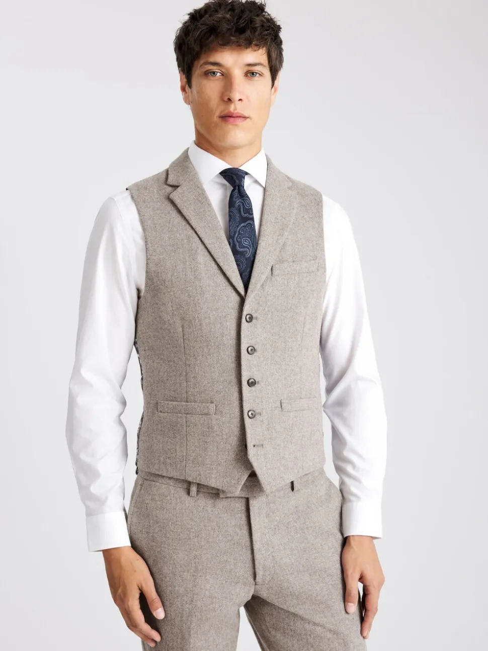 Pastelgeel - MOSS slim-fit Donegal tweed gilet