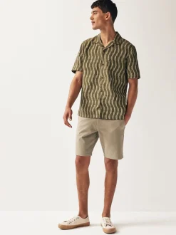 Pastelgeel - Relaxed fit - Chinoshort met stretch