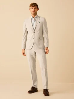 Pastelgeel - Slim Fit - Meegevend stretchkostuumjasje