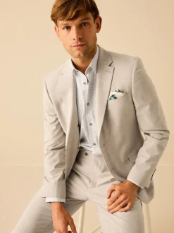 Pastelgeel - Slim Fit - Meegevend stretchkostuumjasje
