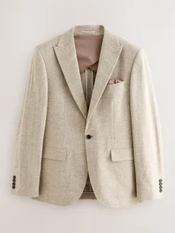 Pastelgeel - Slim Fit Wool Blend Donegal Suit Jacket