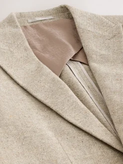 Pastelgeel - Slim Fit Wool Blend Donegal Suit Jacket