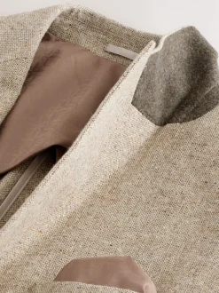 Pastelgeel - Slim Fit Wool Blend Donegal Suit Jacket