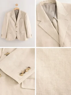 Pastelgeel - Slimfit Leomaster Italiaans 100% linnen colbert
