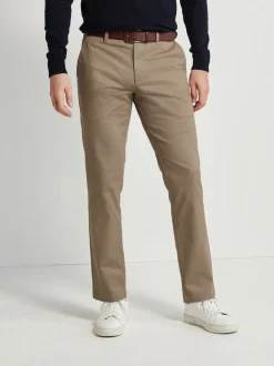 Pastelgeel - Straight fit - Zachte chino met print en riem