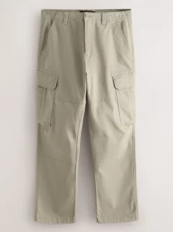 Pastelgeel - Straight fit - Katoenen cargostretchbroek