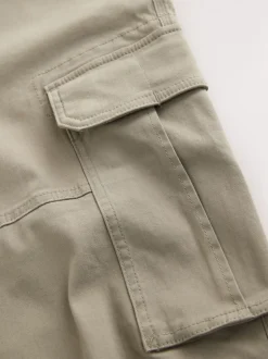 Pastelgeel - Straight fit - Katoenen cargostretchbroek