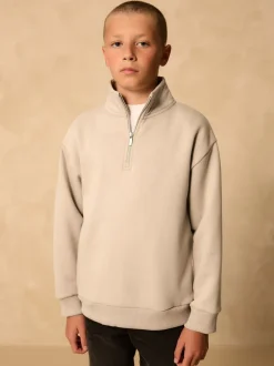 Pastelgeel - Sweatshirt met rits bij de hals (3-16jr)