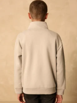 Pastelgeel - Sweatshirt met rits bij de hals (3-16jr)