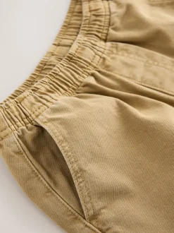 Pastelgeel - Twill jeans met aantrekkoord (3-16jr)