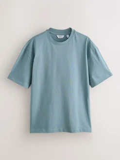 PastelGroen/Blauw/Ecru/leigrijs/Roze - Set van 5 ruimvallende dikke T-shirts