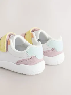Pastelkleurig - Barefoot leren trainers met klittenbandsluiting