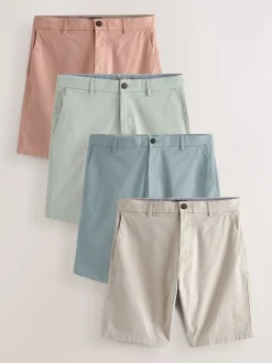 Pastelkleurig - Slim Fit - Set van 4 chinoshorts met stretch