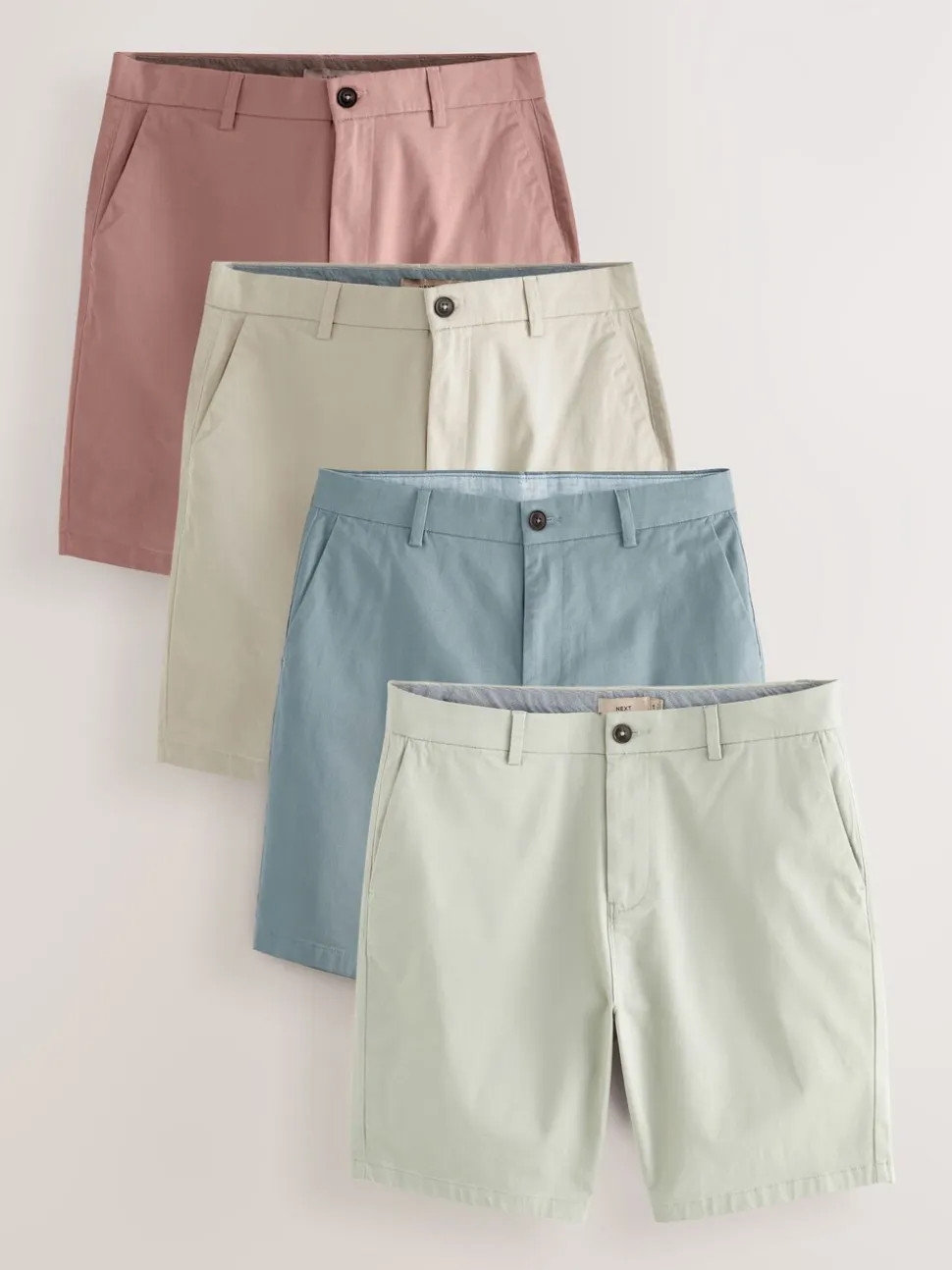 Pastelkleurig - Straight fit - Set van 4 chinoshorts met stretch
