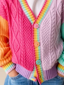 Pastelkleurig met kleurvlakken - Little Bird by Jools Oliver Knitted V-Neck Cardigan