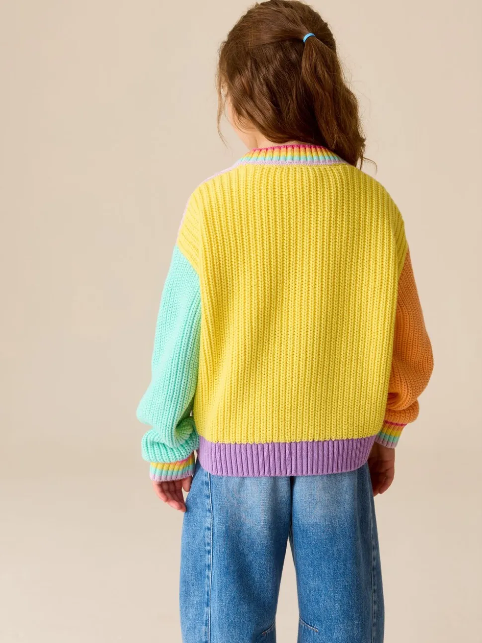 Pastelkleurig met kleurvlakken - Little Bird by Jools Oliver Knitted V-Neck Cardigan